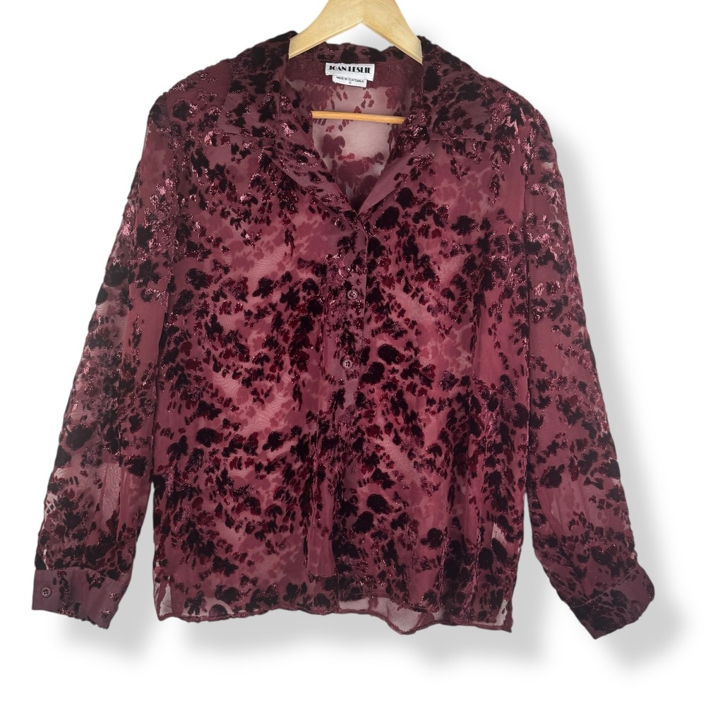Vintage Womens Burnout Velvet Top Size 16 Y2K Romantic Gothic Whimsigoth Sheer